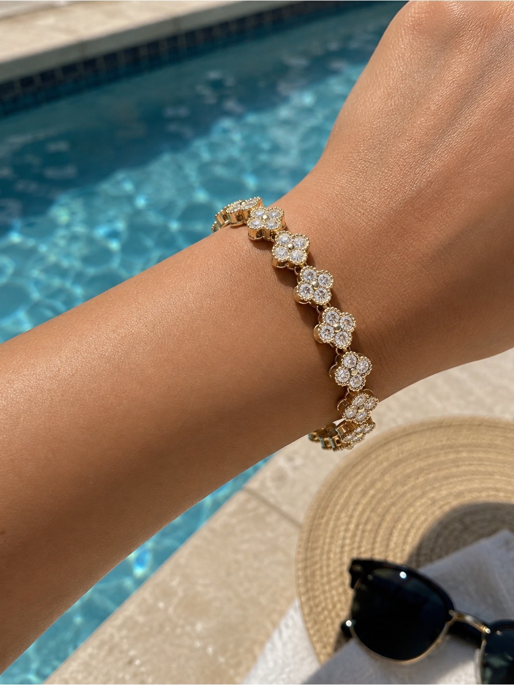 Gold Floral Cluster Bracelet  - Women Jewelry